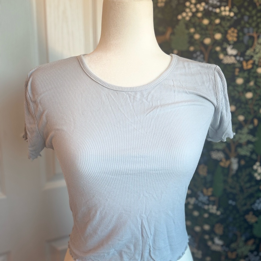 Light Blue Ribbed Women's Top